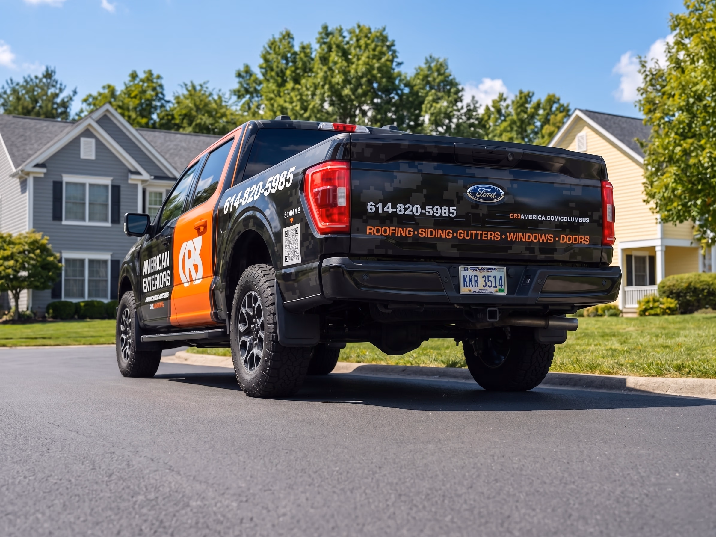 CR3 Ford F-150 wrap, rear view showing services list