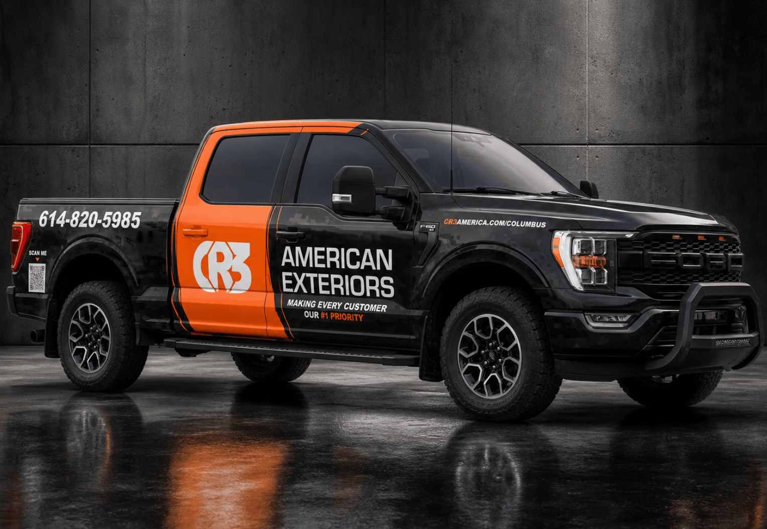 CR3 Ford F-150 wrap, front three-quarter studio view