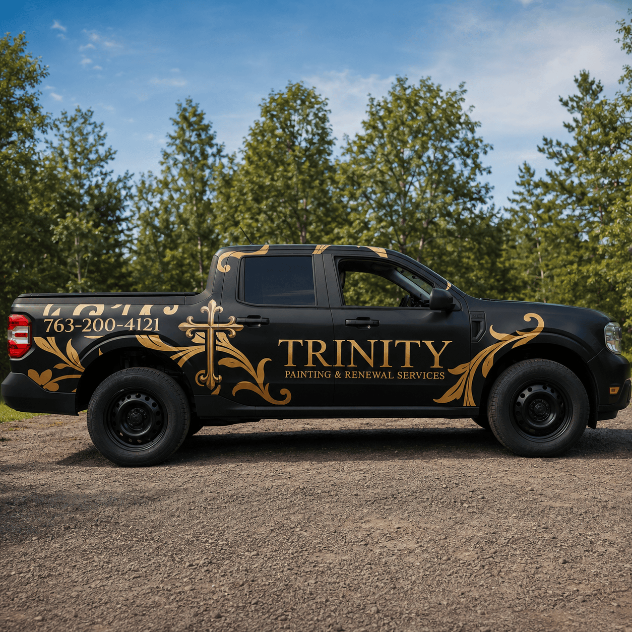 Matte black vinyl wrap finish absorbing light on a wrapped truck